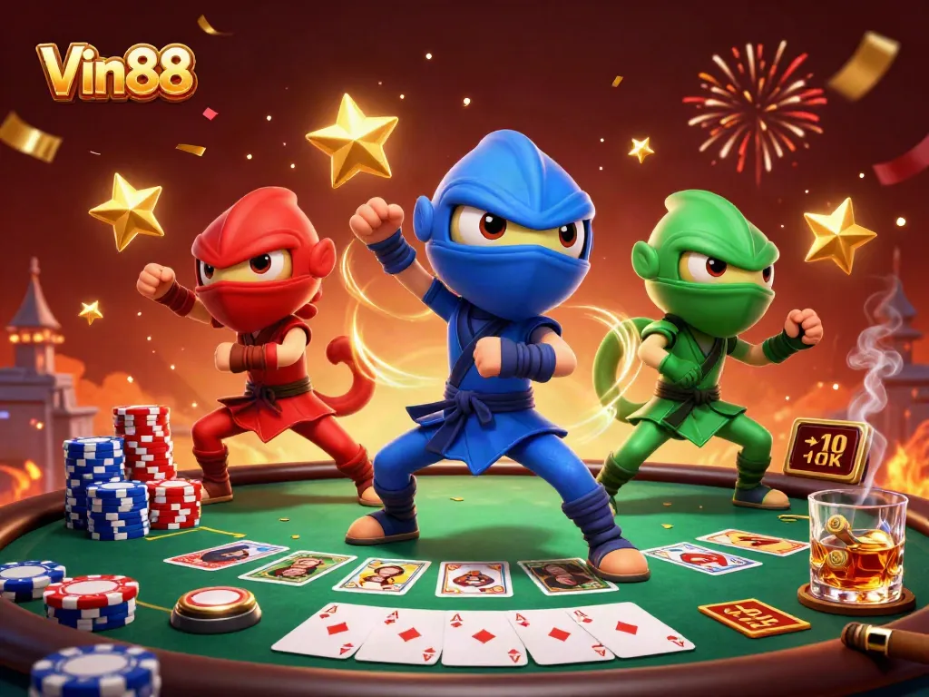 Win big at Vin88 with our dynamic ninja chameleons in an action-packed online gaming scene.