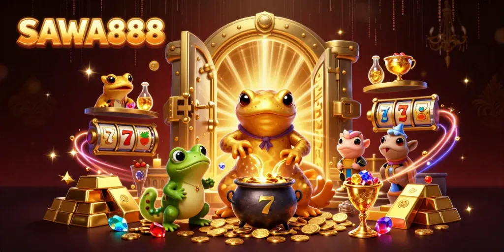 Experience thrilling gameplay at SAWA888 with a golden salamander alchemist and elements of luck and fortune.
