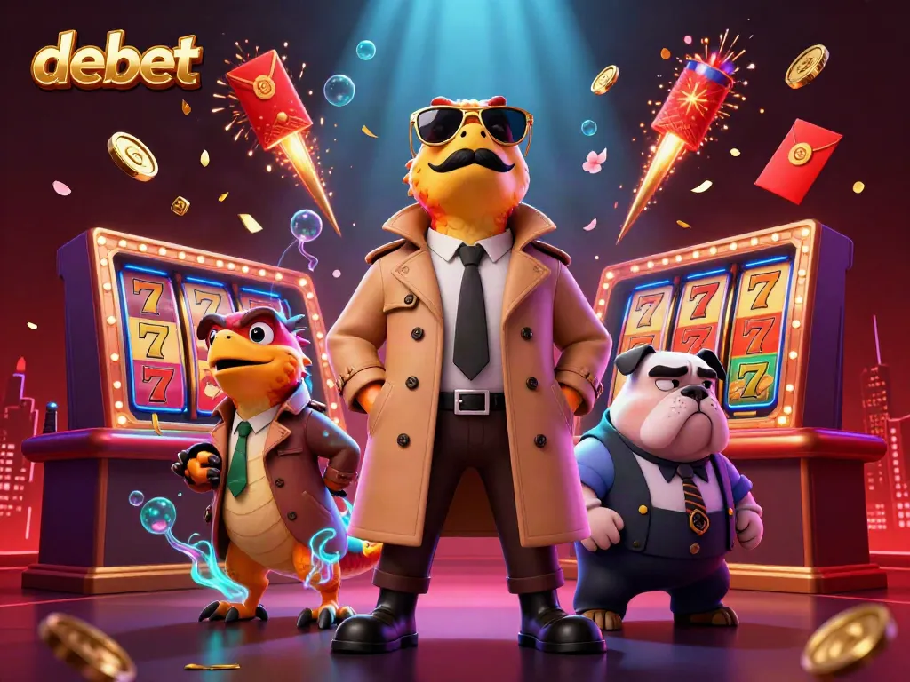 Engage in thrilling debet casino adventures with vibrant 3D characters at a VIP lounge.