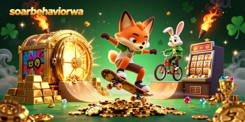 Experience thrilling wins with soarbehaviorwa's vibrant 3D casino illustration showcasing action and excitement.